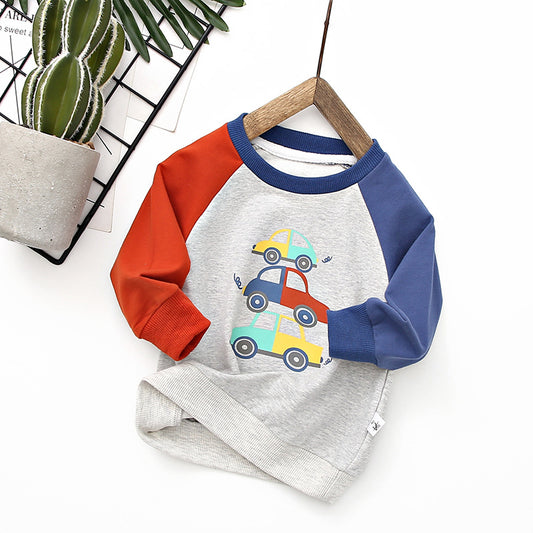 Suéter Infantil de Algodón y Lana con Estampado de Auto para Otoño e Invierno