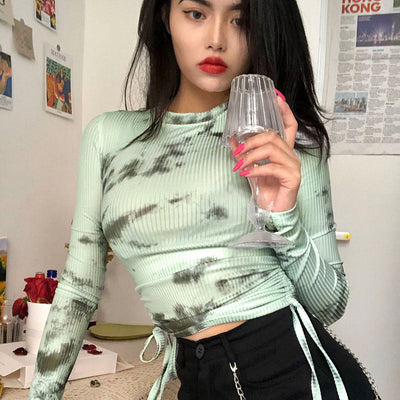 Crop Top Corto con Cordón Ajustable para Mujer
