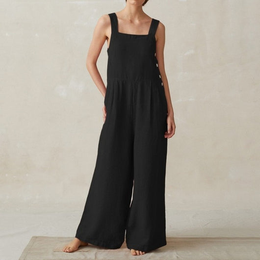 Mono Ancho de Algodón y Lino para Mujer con Bolsillos - Image 4