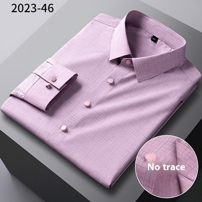 Camisa Manga Larga Rayada de Fibra de Bambú Premium sin Costuras para Hombre - Image 18