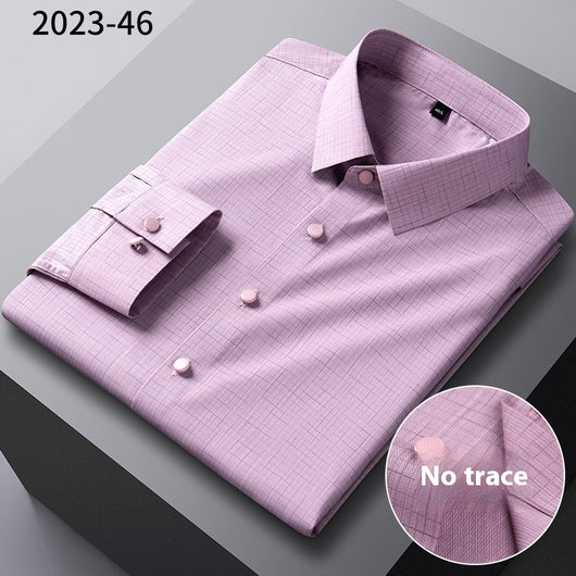 Camisa Manga Larga Rayada de Fibra de Bambú Premium sin Costuras para Hombre - Image 18