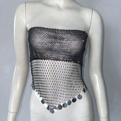 Top Tubo Brillante con Straps y Efecto Malla - Image 13