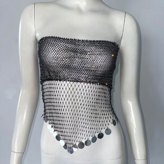 Top Tubo Brillante con Straps y Efecto Malla - Image 13