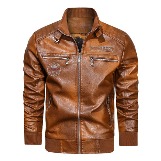 Chaqueta de Cuero con Cuello de Pie y Bolsillos - Image 10