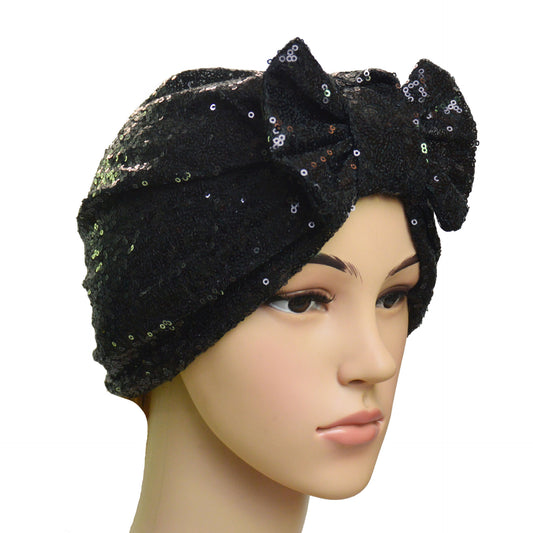 Gorro Bandana con Lazo de Lentejuelas para Mujer