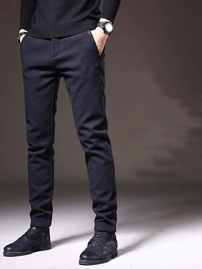 Pantalones Casuales Slim Fit Elásticos con Acabado Cepillado para Hombre - Image 8