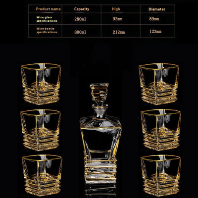Juego de Copas de Cristal para Whisky y Vino con Detalles Dorados - Image 17