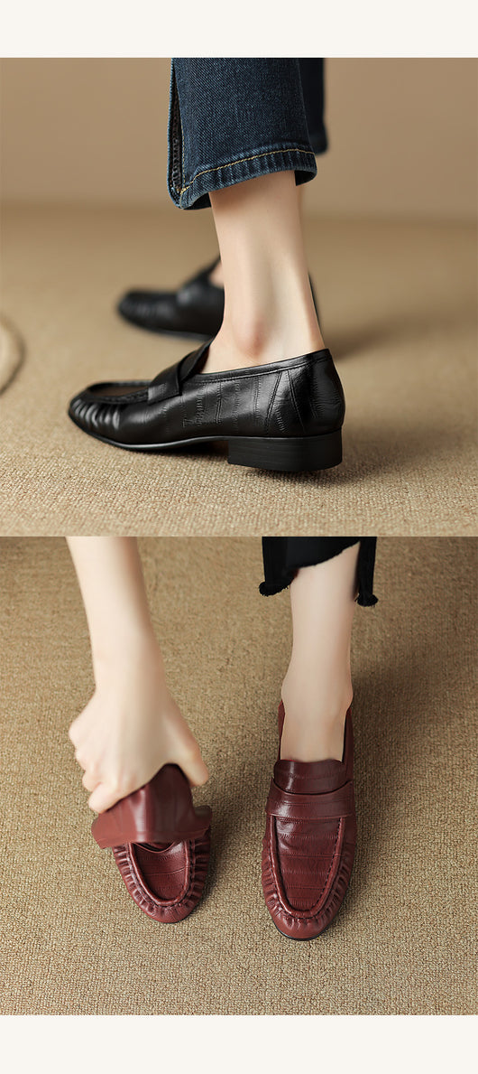Mocasines Casuales de Cuero para Mujer con Pliegues Elegantes - Image 13