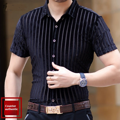 Camisa Hueca para Hombre con Bordado Flocking - Image 13
