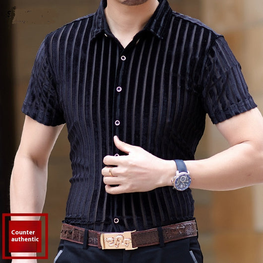 Camisa Hueca para Hombre con Bordado Flocking - Image 13