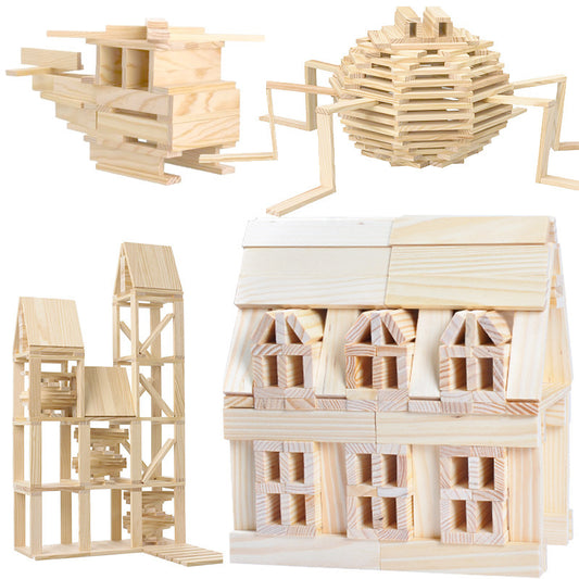 Puzzle de Construcción con Bloques de Madera - Juego Educativo de Ensamblaje