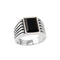 Anillo Ajustable de Plata Esterlina con Ágata Negra y Circón