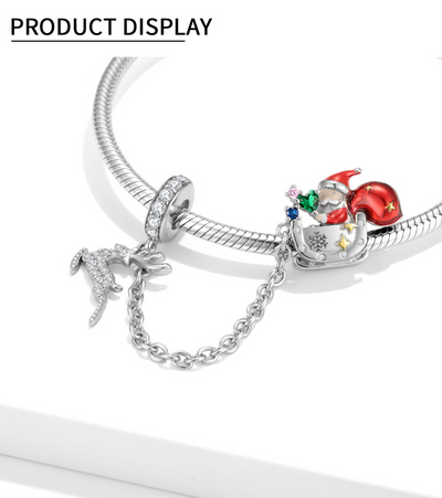 Pulsera de Plata S925 Navidad con Protección Reno y Papá Noel - Accesorios DIY - Image 9