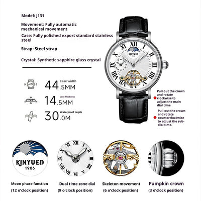 Reloj Automático Tourbillon Hueco con Esfera Luminosa para Hombre - Image 10