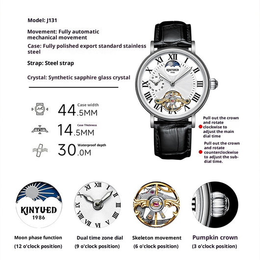 Reloj Automático Tourbillon Hueco con Esfera Luminosa para Hombre - Image 10