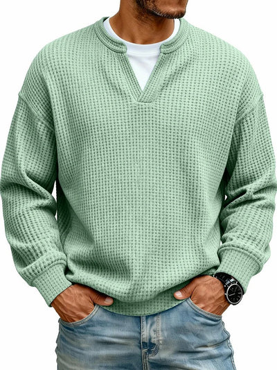 Sudadera Texturizada Cuello V para Hombre - Manga Larga Casual Versátil - Image 9