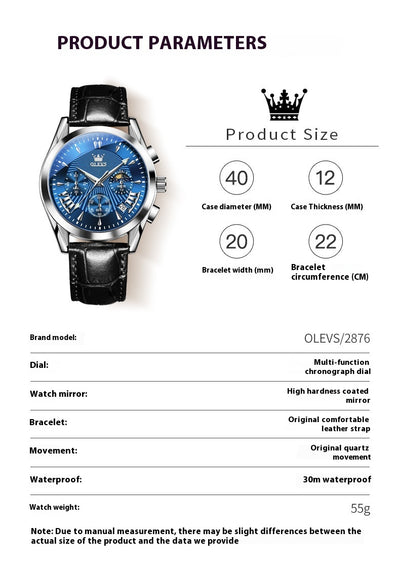 Reloj Multifunción de Cuarzo para Hombre con Calendario y Cronómetro - Image 16