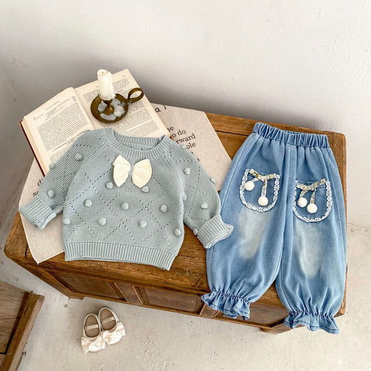Blusa Infantil de Algodón con Moño y Mangas Largas - Image 7