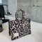 Bolsa Tote de Lona con Estampado de Leopardo y Correa Ancha