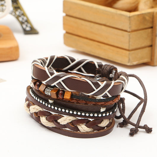 Pulsera de Cuero Trenzada Artesanal Multicapa - Image 6