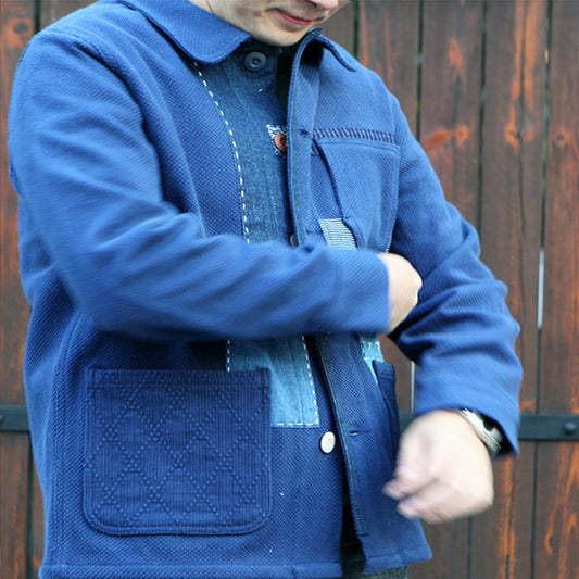 Chaqueta Retro Japonesa Artesanal con Parches de Espinas