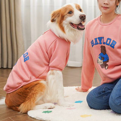 Large dog wearing a teal fleece-lined sweatshirt with 'BAYLOR' text and a bear graphic on the back. - Image 21