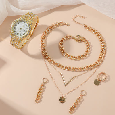 Set de 5 Relojes para Mujer con Pulseras - Reloj de Cuarzo Elegante
