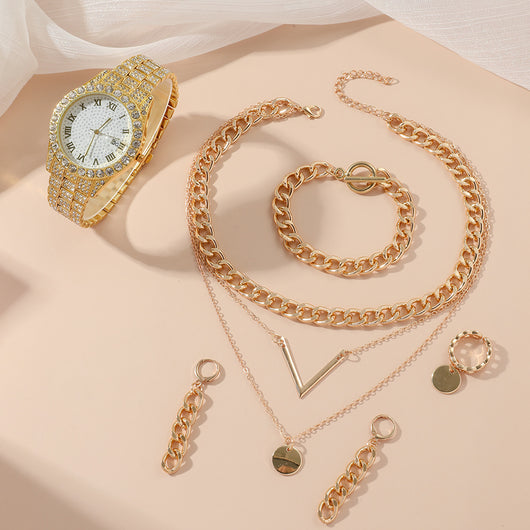 Set de 5 Relojes para Mujer con Pulseras - Reloj de Cuarzo Elegante