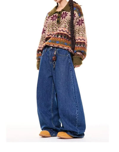 Pantalones Vaqueros Retro de Cintura Alta Recta y Pierna Ancha para Hombre - Image 15