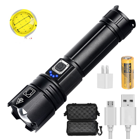 Linterna LED Recargable USB con Zoom Telescópico y Luz Ultra Potente
