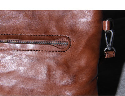 Bolsa de Mano Retro en Cuero Genuino - Estilo Casual Vintage para Hombre - Image 12