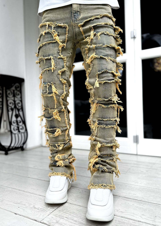 jeans, trousers, beige, white, burgundy, ripped, distressed, patched - Image 28