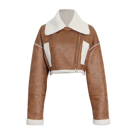 Abrigo de Piel de Cordero con Solapa Elegante para Mujer - Image 9