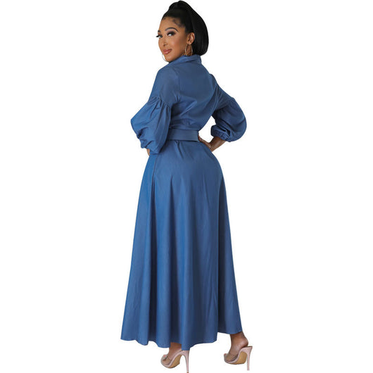 Camisa Denim Azul de Manga Larga para Mujer - Image 3