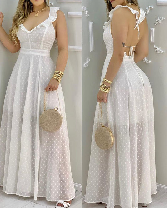 Vestido Halter Liso con Tirantes Ajustables