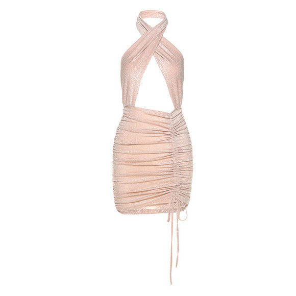 Vestido Halter Sexy con Detalles Calados para Mujer