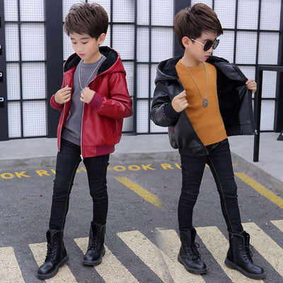 Chaqueta Acolchada con Capucha de Cuero PU para Niños - Image 23