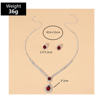Conjunto de Collar y Aretes de Diamantes Completos Temperament - Image 3