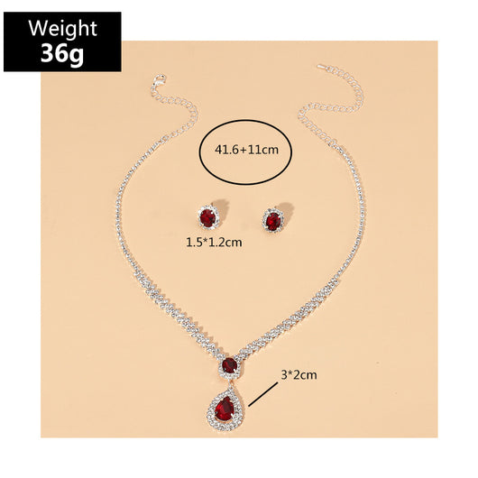 Conjunto de Collar y Aretes de Diamantes Completos Temperament - Image 3