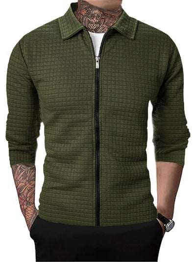 Cardigan Tipo Waffle con Solapa para Hombre - Casual y Versátil - Image 12