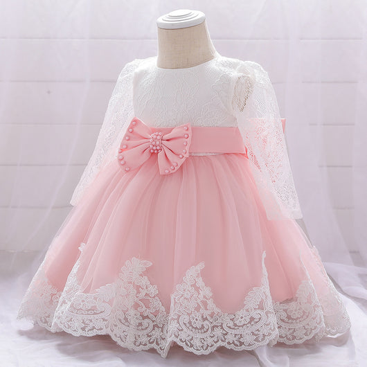 Vestido de Encaje Manga Larga para Niña de 1 Año - Ideal para Celebraciones - Image 15