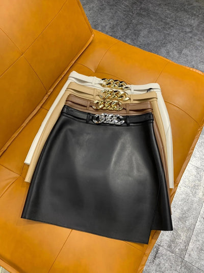 Falda A-línea Cintura Alta Slim con Cadena Metálica - Image 8