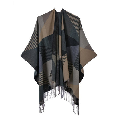 Chal Retro Grueso y Cálido con Textura Jacquard - Estilo Vintage Elegante - Image 27