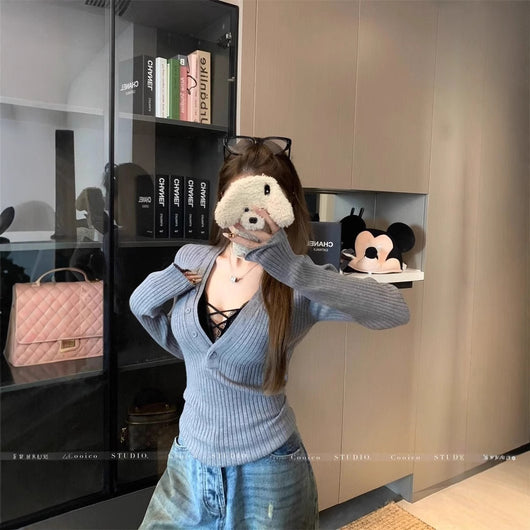 Suéter Tejido Entallado de Manga Larga para Mujer - Image 3