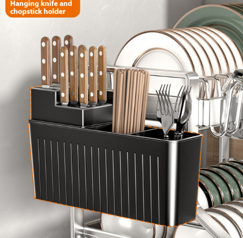 Escurridor de Platos Doble Capa en Acero Inoxidable con Portavasos - Image 13