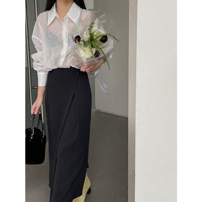 Blusa Elegante con Cuello Solapa y Pliegues para Mujer - Image 9