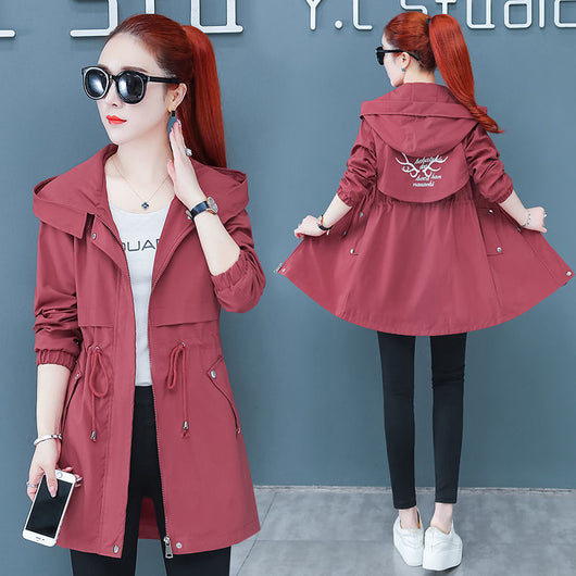 Cortavientos Elegante Estilo Coreano Largo Mujer - Chaqueta Otoño Entallada - Image 12