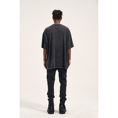 Camiseta Oversized Vintage Estampado Hueso Lavado para Hombre - Image 8