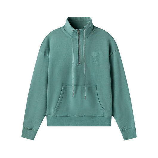 Suéter Casual Unisex con Cuello Alto y Cierre de Cremallera - Diseño con Bordado Love - Image 8