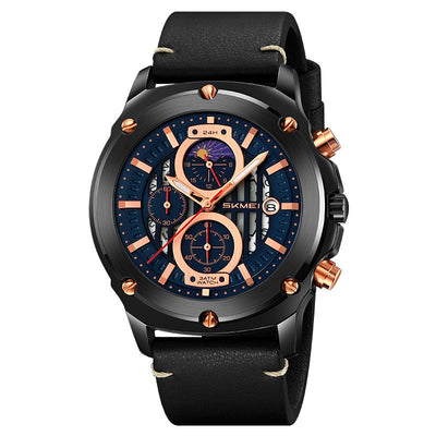 Reloj de Hombre Cuero con Tres Esferas y Seis Agujas - Cuarzo Premium - Image 6